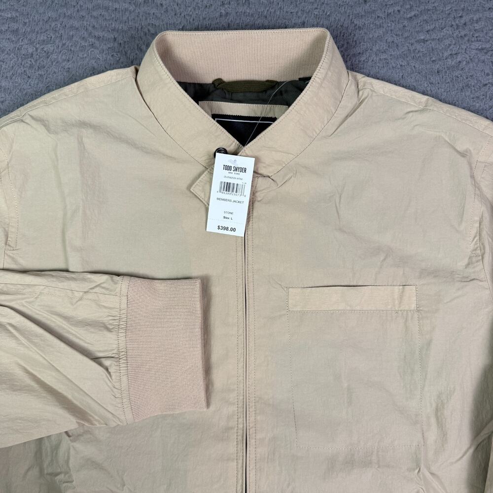 Todd Snyder Members Jacket Mens L Stone Khaki Full Zip Performance Bomber NEW